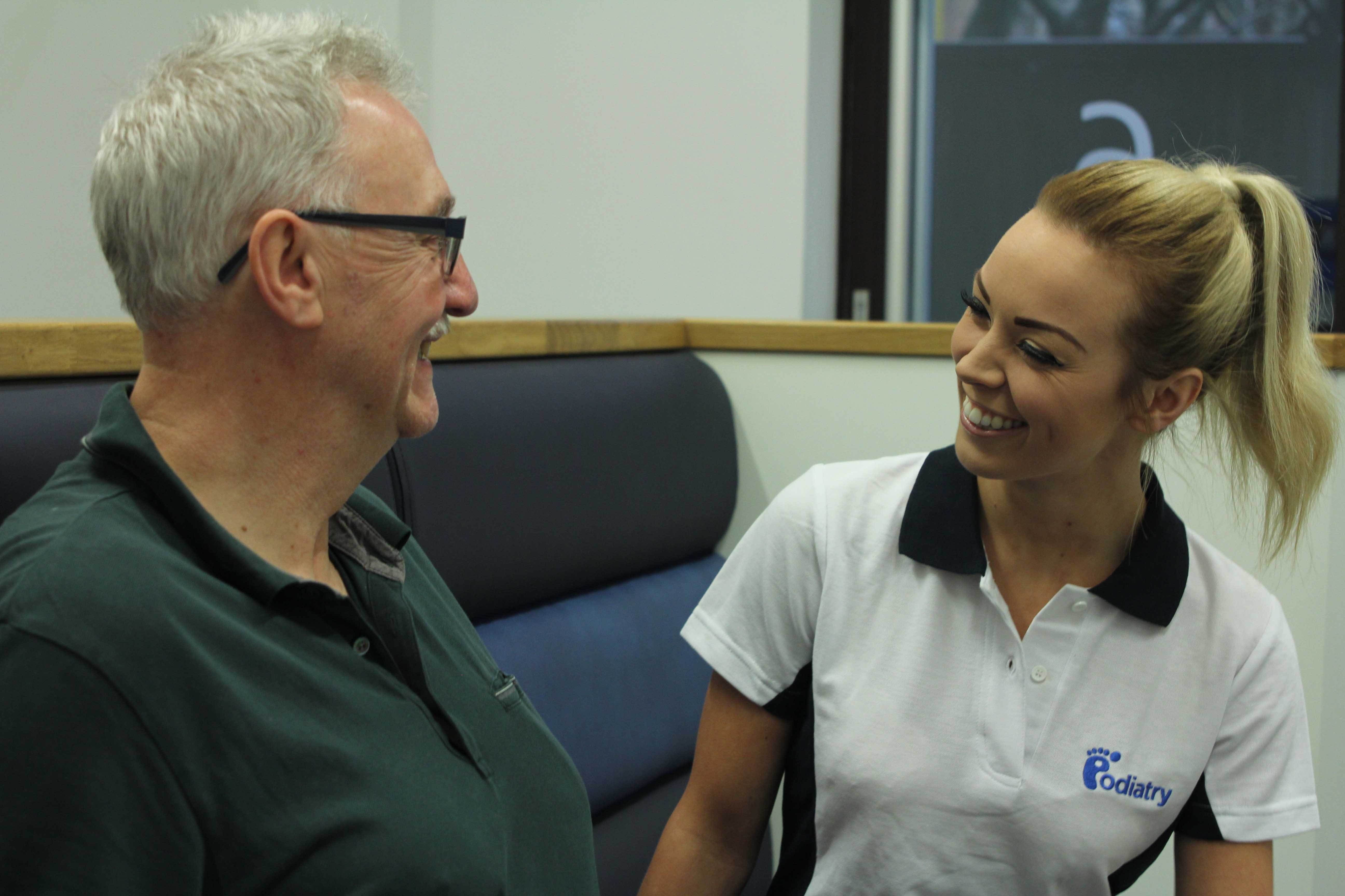 Our physiotherapist with her regular client that she trets for the management of osteoarthritis.